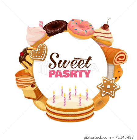 Confectionery sweet pastry cartoon vector banner Confectionery sweet pastry cartoon vector banner 71143482