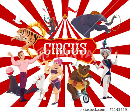 Circus poster, funfair carnival show performers Circus poster, funfair carnival show performers 71143539