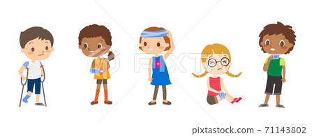 Injured children cartoon illustrations. Injured children cartoon illustrations. 71143802