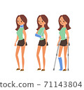 Injured woman in plaster cast cartoon 71143804