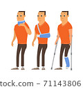 Injured man in plaster cast cartoon 71143806