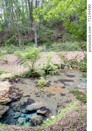 Hiruzen Highlands Shiogama with fresh greenery and clear stream Hiruzen Highlands Shiogama with fresh greenery and clear stream 71144490