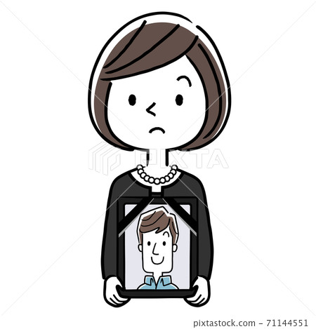 Vector Illustration Material: Woman in mourning, widow with deceased 71144551