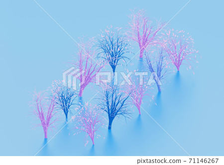 Alley of decorative pink and blue trees on blue background, 3d render Alley of decorative pink and blue trees on blue background, 3d render 71146267