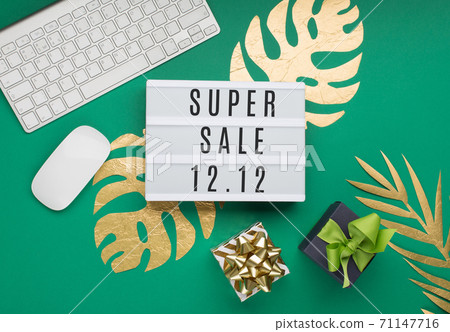 12.12 Super Sale text on white Lightbox. Singles day concept. Online shopping of China. 71147716