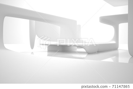 Luxury abstract architectural minimalistic background. Contemporary showroom. Modern concrete exhibition stand. Empty gallery. Backlight. 3D illustration and rendering. 71147865