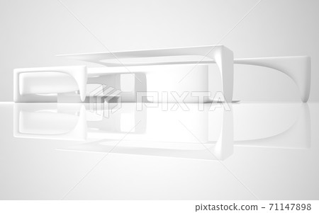 Luxury abstract architectural minimalistic background. Contemporary showroom. Modern concrete exhibition stand. Empty gallery. Backlight. 3D illustration and rendering. 71147898