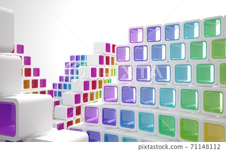 Luxury parametric abstract architectural minimalistic background. Contemporary showroom. Modern colored glass exhibition tunnel. Empty gallery. Backlight. 3D illustration and rendering. Luxury parametric abstract architectural minimalistic background. Contemporary showroom. Modern colored glass exhibition tunnel. Empty gallery. Backlight. 3D illustration and rendering. 71148112