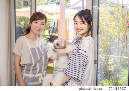 Dog and lady 71148887