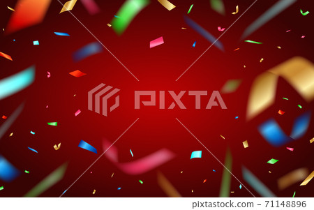 Colorful confetti red background 71148896