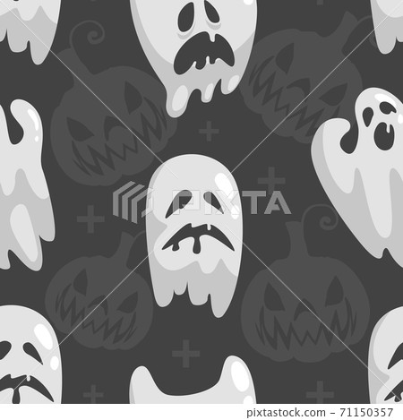 Cute Little Ghosts Seamless Pattern, Happy Halloween Holiday Backdrop, Wallpaper, Packaging, Textile Design Vector Illustration Cute Little Ghosts Seamless Pattern, Happy Halloween Holiday Backdrop, Wallpaper, Packaging, Textile Design Vector Illustration 71150357