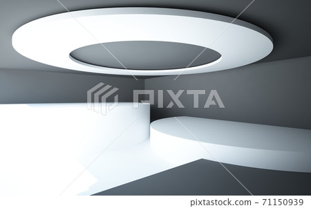 Luxury parametric abstract architectural minimalistic background. Contemporary showroom. Modern black  exhibition tunnel. Empty gallery. Backlight. 3D illustration and rendering. 71150939