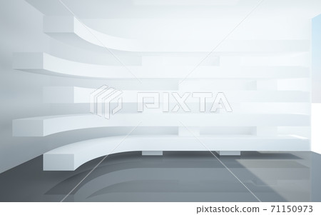 Luxury parametric abstract architectural minimalistic background. Contemporary showroom. Modern black exhibition tunnel. Empty gallery. Backlight. 3D illustration and rendering. Luxury parametric abstract architectural minimalistic background. Contemporary showroom. Modern black exhibition tunnel. Empty gallery. Backlight. 3D illustration and rendering. 71150973