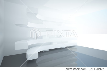 Luxury parametric abstract architectural minimalistic background. Contemporary showroom. Modern black exhibition tunnel. Empty gallery. Backlight. 3D illustration and rendering. Luxury parametric abstract architectural minimalistic background. Contemporary showroom. Modern black exhibition tunnel. Empty gallery. Backlight. 3D illustration and rendering. 71150974