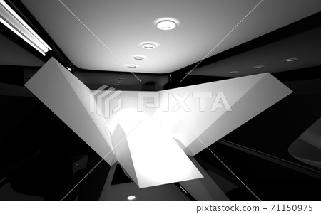 Luxury parametric abstract architectural minimalistic background. Contemporary showroom. Modern black exhibition tunnel. Empty gallery. Backlight. 3D illustration and rendering. Luxury parametric abstract architectural minimalistic background. Contemporary showroom. Modern black exhibition tunnel. Empty gallery. Backlight. 3D illustration and rendering. 71150975