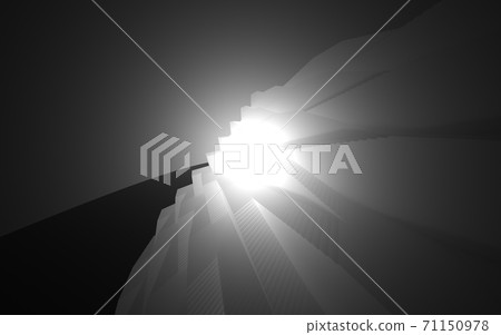 Luxury parametric abstract architectural minimalistic background. Contemporary showroom. Modern black exhibition tunnel. Empty gallery. Backlight. 3D illustration and rendering. Luxury parametric abstract architectural minimalistic background. Contemporary showroom. Modern black exhibition tunnel. Empty gallery. Backlight. 3D illustration and rendering. 71150978