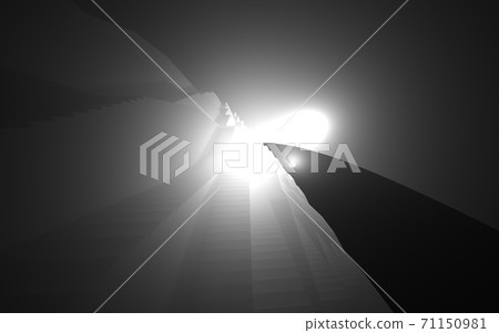 Luxury parametric abstract architectural minimalistic background. Contemporary showroom. Modern black exhibition tunnel. Empty gallery. Backlight. 3D illustration and rendering. Luxury parametric abstract architectural minimalistic background. Contemporary showroom. Modern black exhibition tunnel. Empty gallery. Backlight. 3D illustration and rendering. 71150981