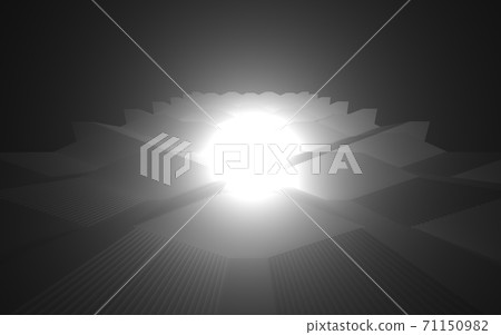 Luxury parametric abstract architectural minimalistic background. Contemporary showroom. Modern black  exhibition tunnel. Empty gallery. Backlight. 3D illustration and rendering. 71150982
