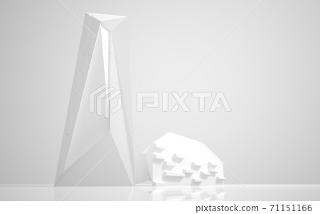 Luxury abstract architectural minimalistic background. Contemporary showroom. Modern  exhibition stand. Empty gallery. Backlight. 3D illustration and rendering. 71151166