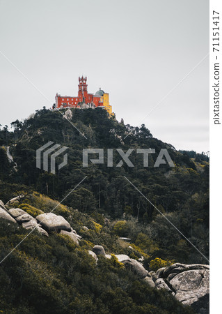 Pena Palace on a mountain in Sintra, Portugal 71151417