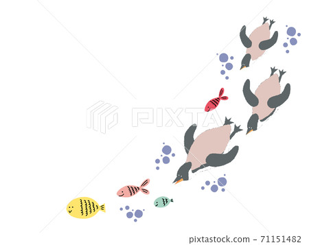 企鵝和魚一起游泳 71151482