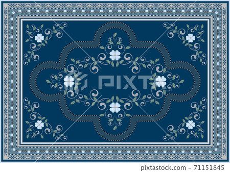 Rug with oriental floral design in blue and green shades Rug with oriental floral design in blue and green shades 71151845