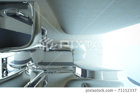 Luxury abstract architectural minimalistic background. Contemporary showroom. Modern  exhibition stand. Empty gallery. Backlight. 3D illustration and rendering. 71152337