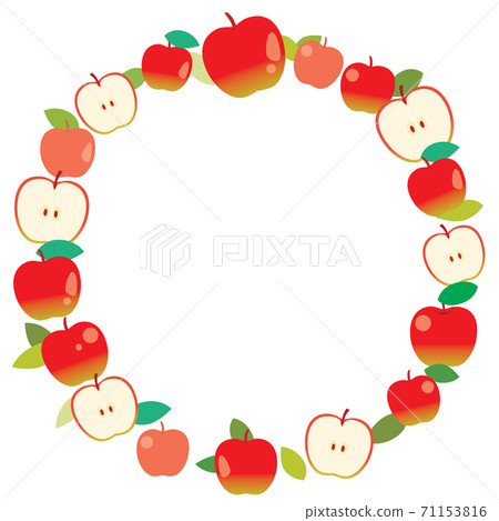 red apple round frame illustration - Stock Illustration [71153816] - PIXTA