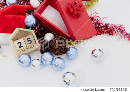 Wooden block calendar and decor on the table. Christmas countdown Wooden block calendar and decor on the table. Christmas countdown 71154168