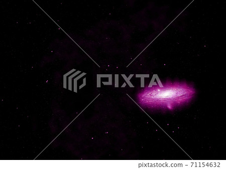 Stars and spiral galaxy in a free space. 3D rendering. 71154632