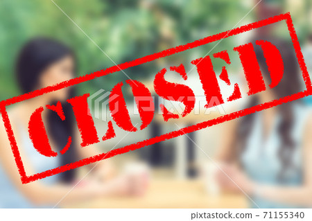 Word CLOSED in the cafe. Word CLOSED in the cafe. 71155340