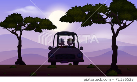 Background scene with dark sky and people driving Background scene with dark sky and people driving 71156522