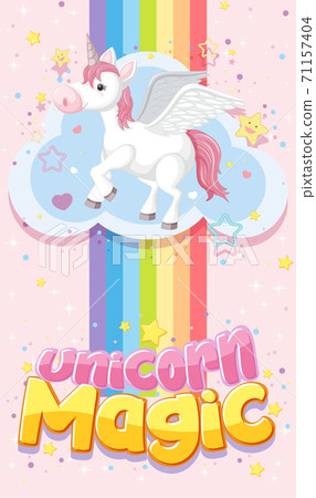 Cute unicorn banner on pastel background color 71157404