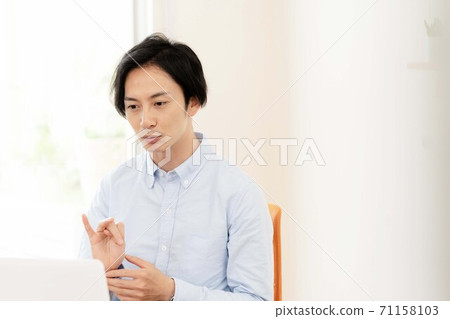 Man having a remote meeting 71158103