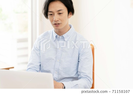 Man having a remote meeting 71158107