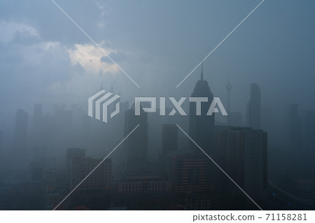 Heavy fog landscape of Kuala Lumpur city center Heavy fog landscape of Kuala Lumpur city center 71158281