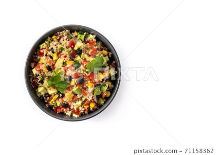 Mexican salad with quinoa in bowl isolated on white background 71158362