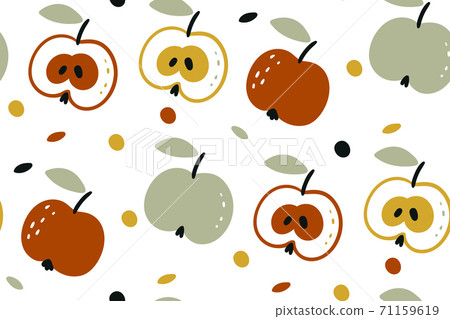 Vector seamless pattern with apples isolated on... - Stock Illustration ...