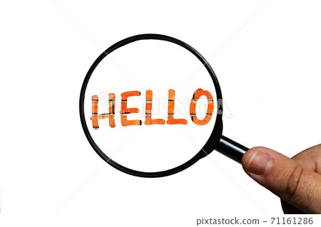 word hello and magnifying glass word hello and magnifying glass 71161286