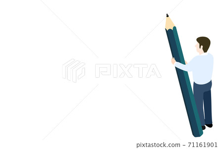Male isometric standing with a big pencil 71161901