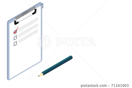 Questionnaire, checklist and pencil isometric 71161903