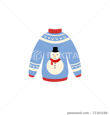 Traditional ugly Christmas sweater vector illustration isolated on white background. Traditional ugly Christmas sweater vector illustration isolated on white background. 71163299