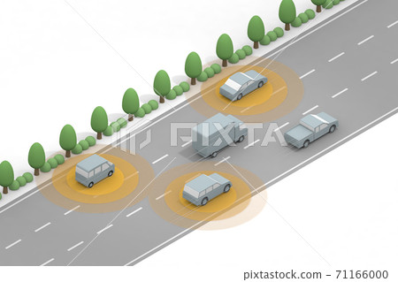 A car that travels with safety in mind. It runs at high speed automatically. Display the sensor from the car. 71166000