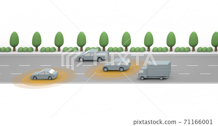 A car that travels with safety in mind. It runs at high speed automatically. Display the sensor from the car. 71166001