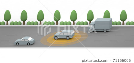 A car that runs automatically. Avoid the car in front. A car that runs at high speed. Sensor display from the car. A car that runs automatically. Avoid the car in front. A car that runs at high speed. Sensor display from the car. 71166006