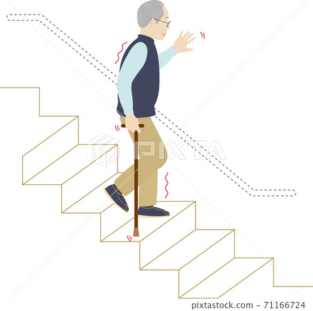 老人陷入困境，因為樓梯上沒有扶手 71166724