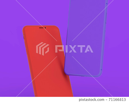 Mobile Phone 3D Render on Purple Background 71166813