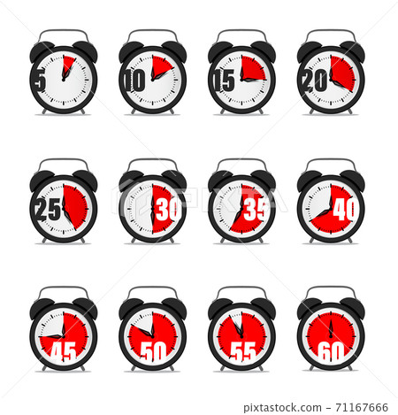 Alarm Clock Set with Time Icons 71167666