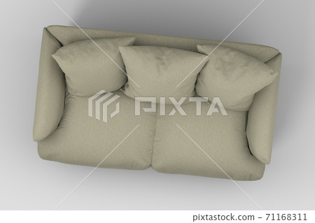 Grey couch with pillows on studio white background. 71168311