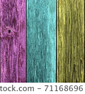 Weathered rainbow colored wooden plank background. Texture with copy space. 71168696